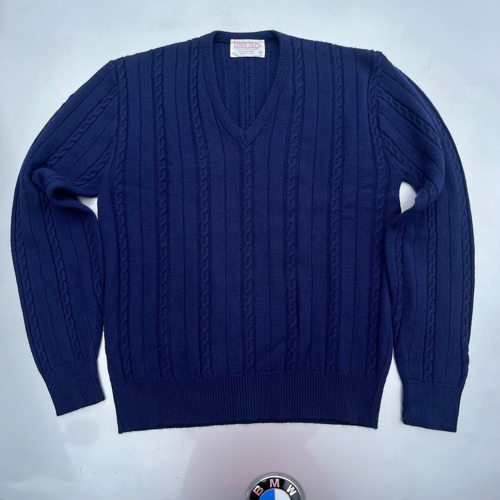 90s Lord Jeff Navy wool and orlon Cardigan
